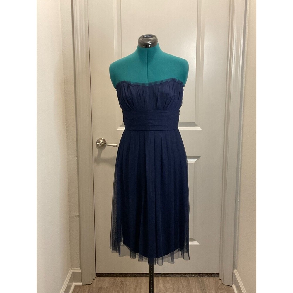 Vera Wang Maids Dress Sz 10‎ Blue Tulle Strapless Wedding Prom Cocktail Party